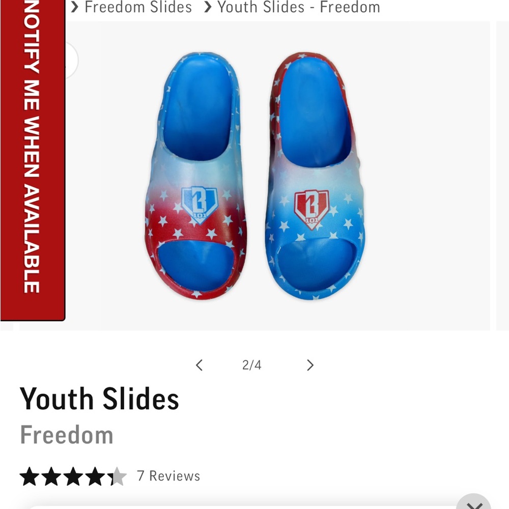Baseball Lifestyle 101 Freedom Slides size 6/7